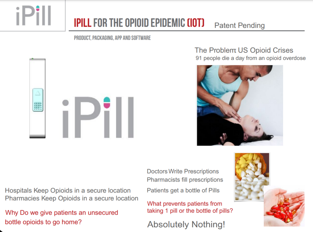 iPill The Solution Against the Opioid Epidemic…..Designed by SnS Design SnS Design  Nisha Sawhney innovation by women product design company manufacturing prototype engineering SnS design 1